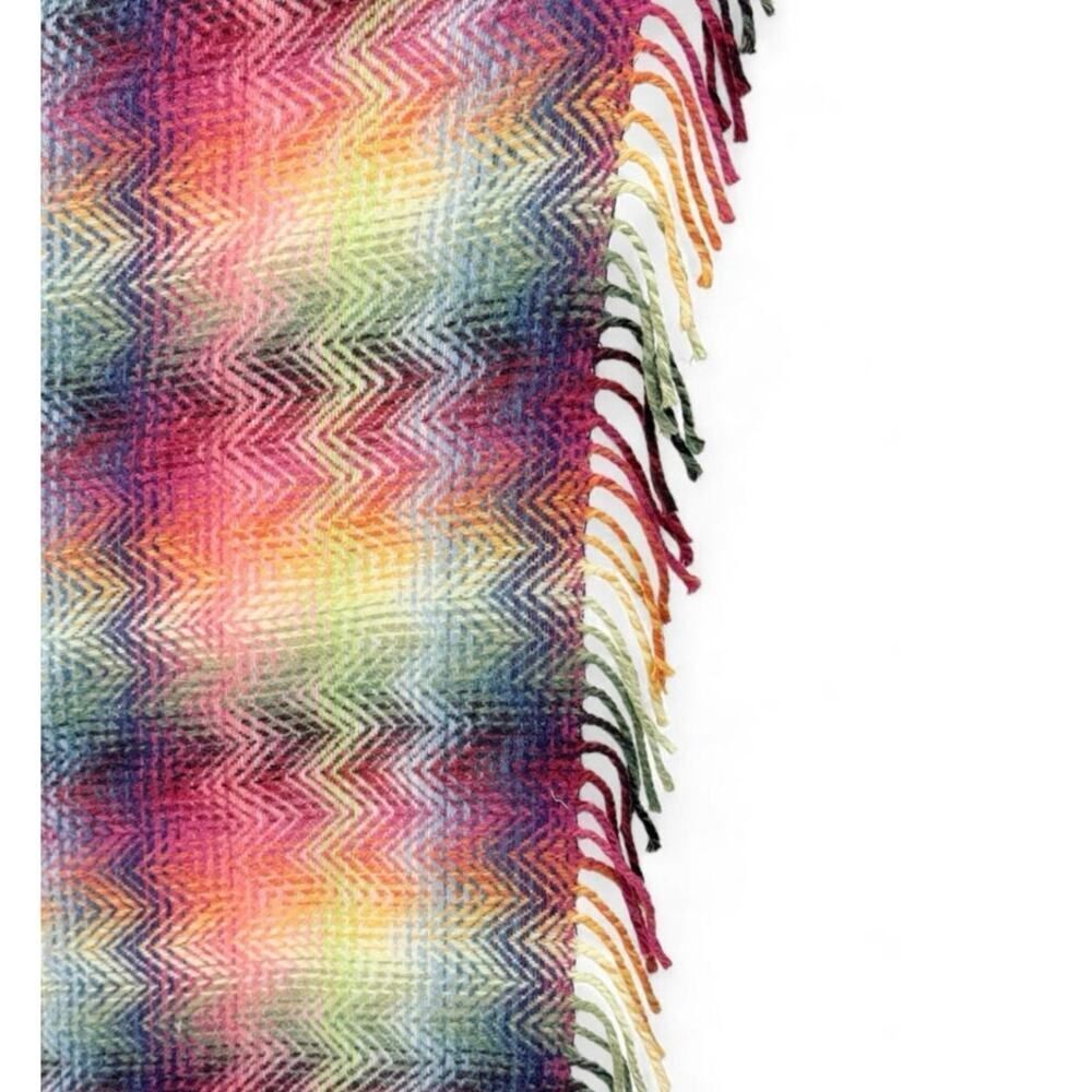 Missoni Vibrant Multicolor Zigzag Wool Blend Throw Blanket – Made in Italy